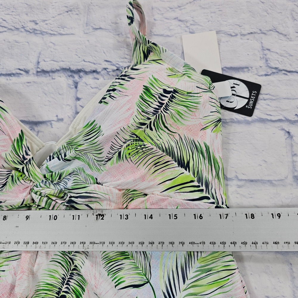 Sunsets Forever Tankini Top WOMENS 18 Island Mist Green Palm Leaf Beach Swim - Picture 4 of 10